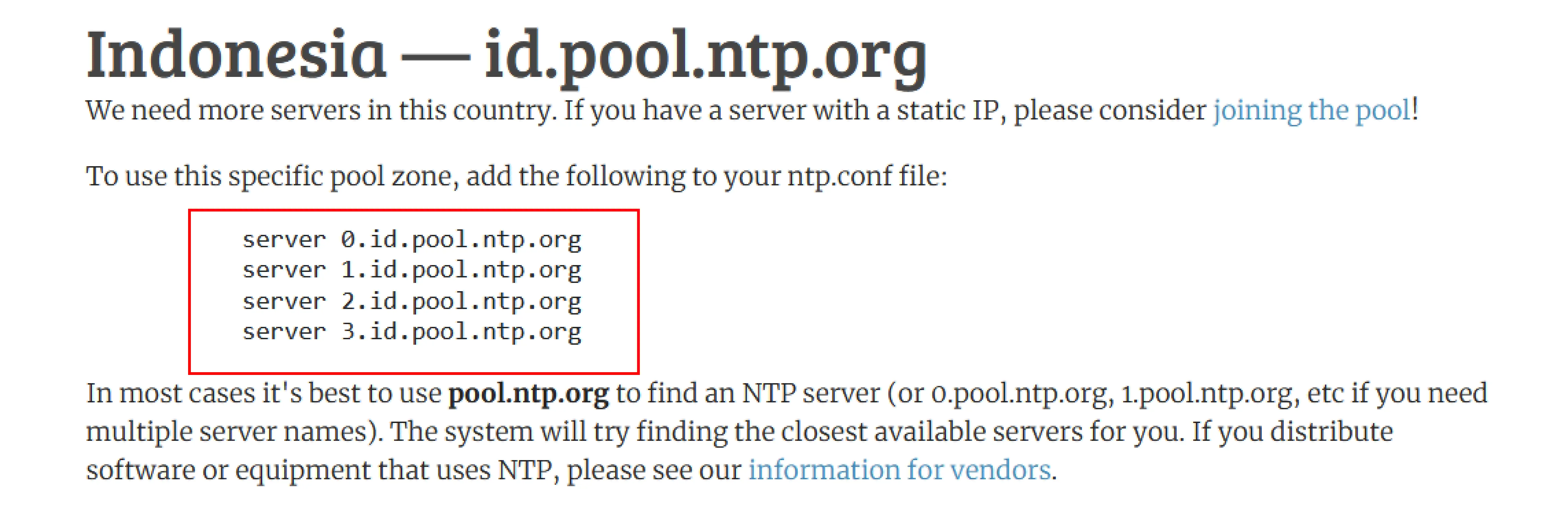 ntp servers