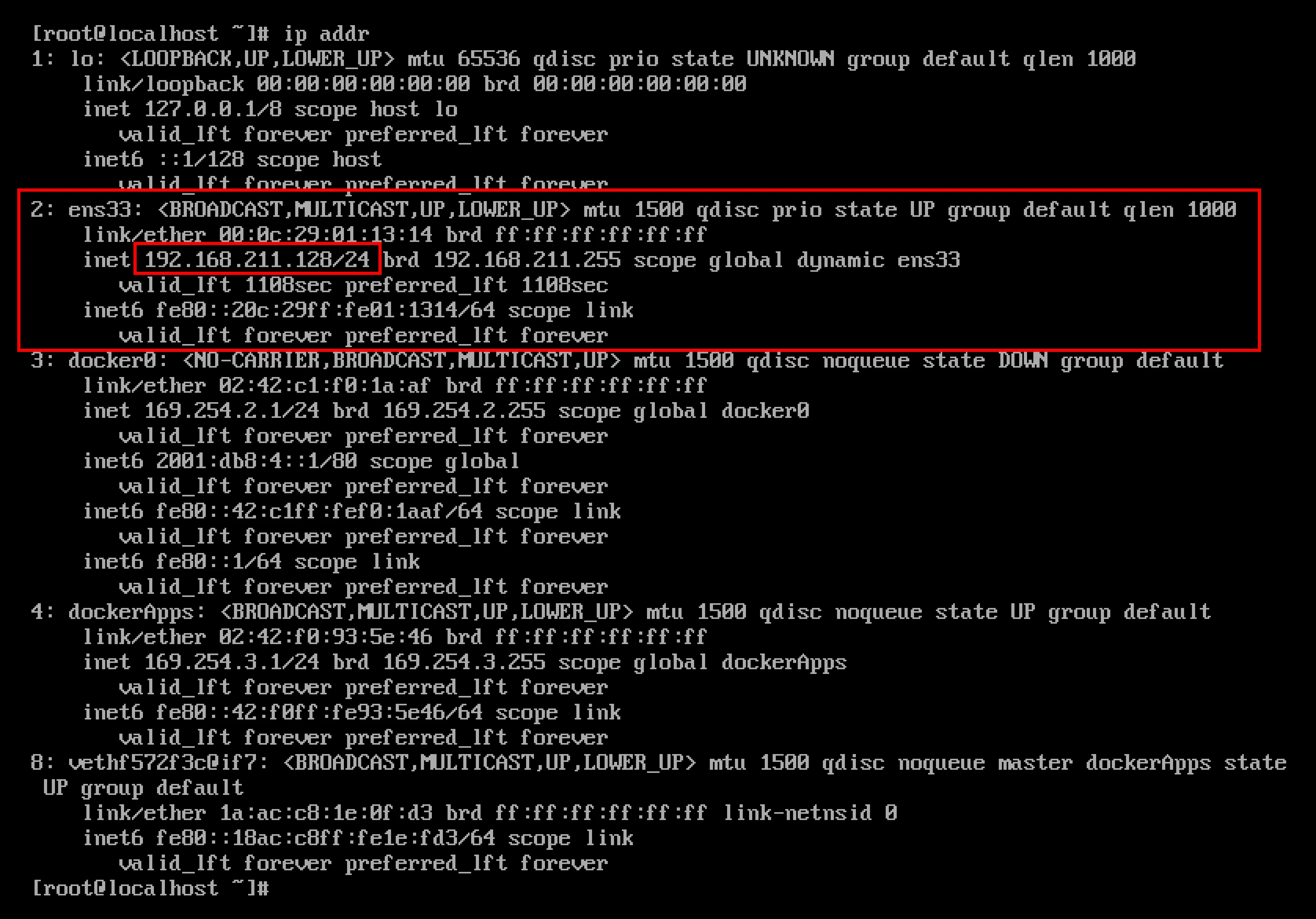 Type ip addr or ip a to see the IP address of the VM