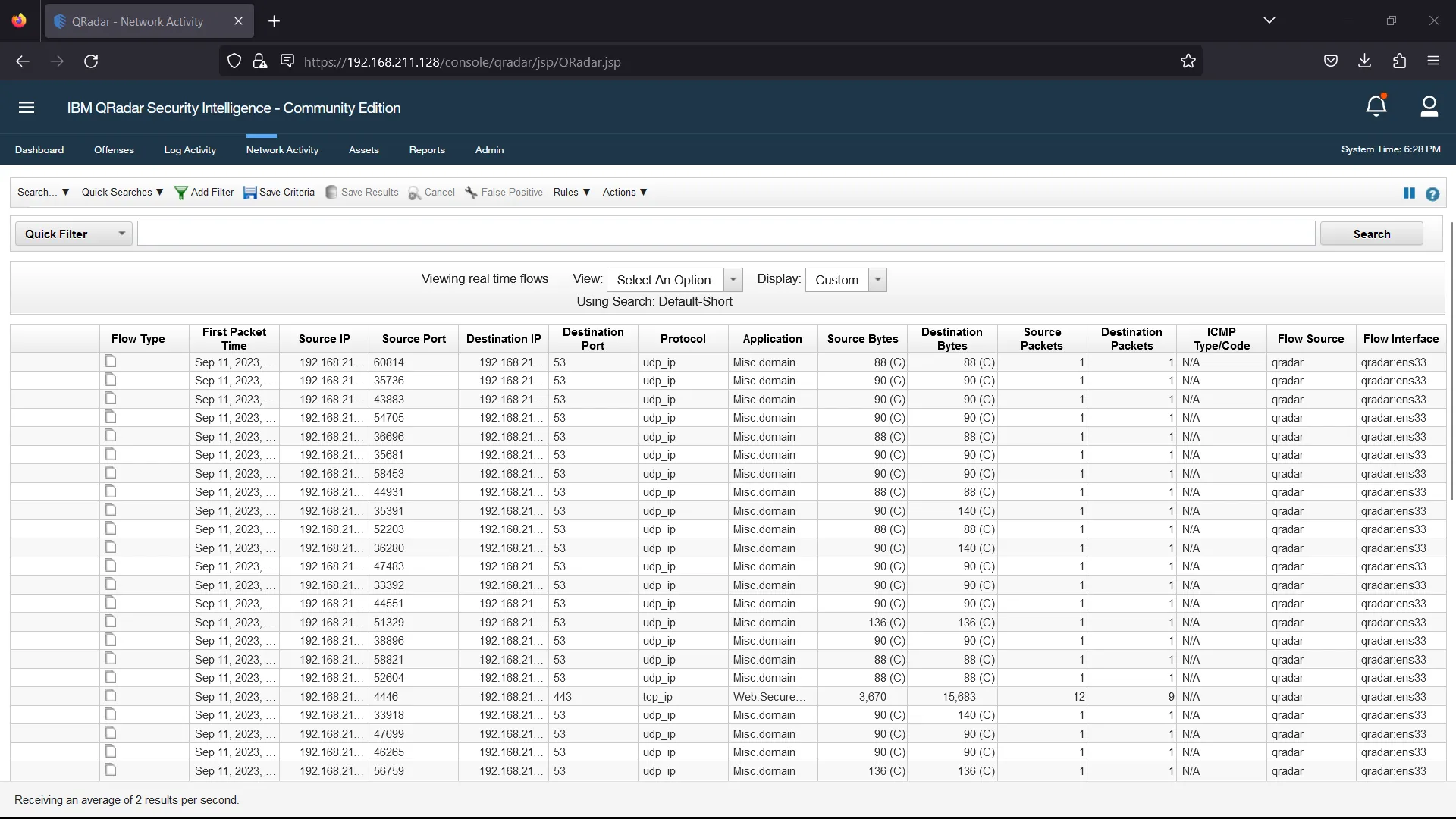 Check the Network Activity tab, and if there are any logs, it means the QRadar CE is working