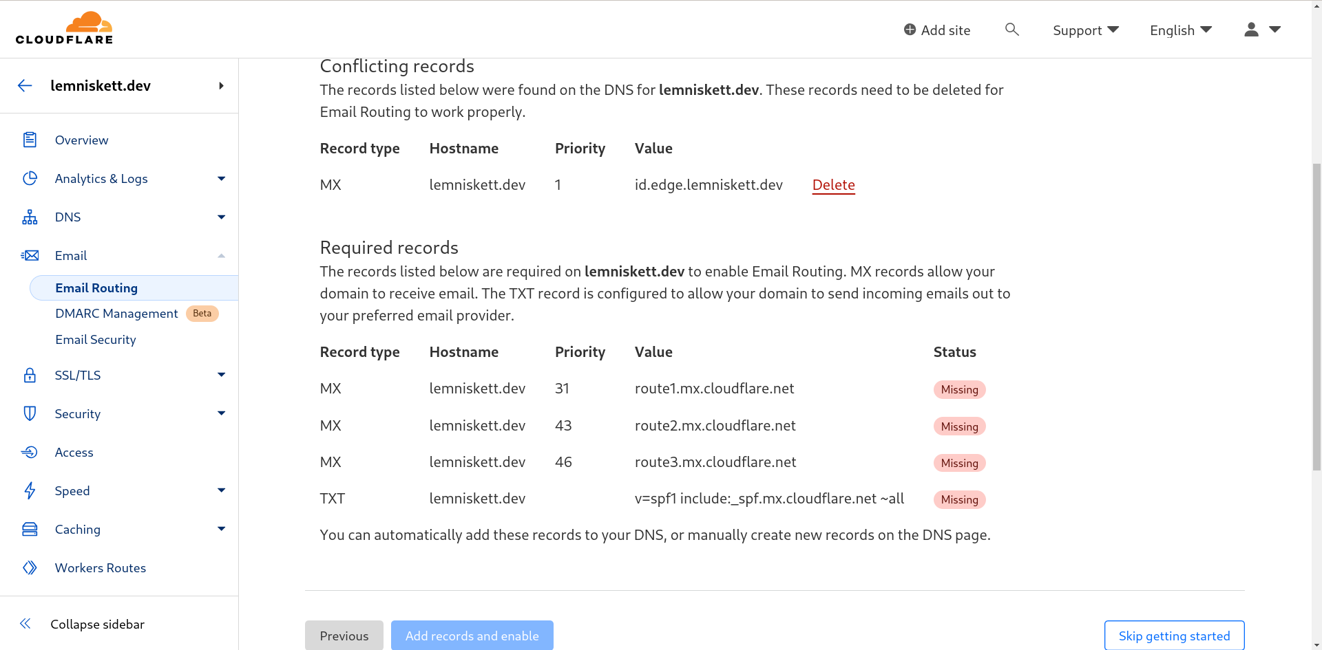 Email Routing Config